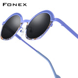 FONEX Titanium Women Oval Polarized Sunglasses 85926T