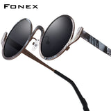 FONEX Titanium Men Round Polarized Sunglasses 85935T