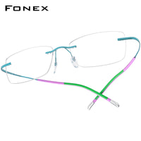 FONEX Titanium Glasses Frame Men Rimless Eyeglasses 85899