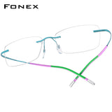 FONEX Titanium Glasses Frame Men Rimless Eyeglasses 85899