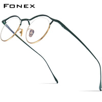 FONEX Titanium Glasses Frame Men Semi Rimless Round Eyeglasses MF-001