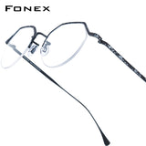 FONEX Pure Titanium Glasses Frame Women Polygon Eyeglasses 85866