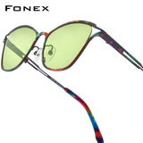 FONEX Titanium Women Cat Eye Polarized Sunglasses 85922T