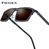 FONEX Titanium Women Square Polarized Sunglasses 85925T