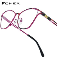 FONEX Pure Titanium Glasses Women Cat Eye Eyeglasses 85922