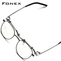 FONEX Titanium Glasses Frame Men Round Eyeglasses 400T
