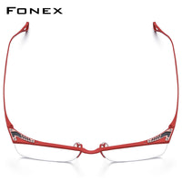 FONEX Titanium Glasses Frame Men Semi Rimless Square Eyeglasses 85920