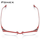 FONEX Titanium Glasses Frame Men Semi Rimless Square Eyeglasses 85920