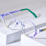 FONEX Pure Titanium Glasses Frame Women Round Eyeglasses 85935