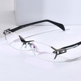FONEX Titanium Glasses Frame Men Rimless Square Eyeglasses T1141