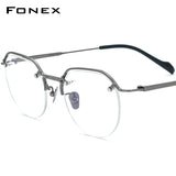 FONEX Titanium Half Rim Glasses Frame Men Square Eyeglasses BYY0041