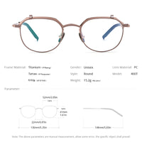 FONEX Titanium Glasses Frame Men Round Eyeglasses 400T