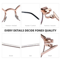 FONEX Titanium Glasses Frame Men Round Eyeglasses 400T
