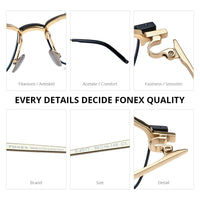 FONEX Titanium Glasses Frame Men Square Eyeglasses 401T