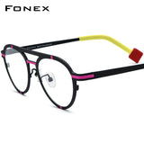 FONEX Pure Titanium Glasses Frame Women Cat Eye Eyeglasses F85841