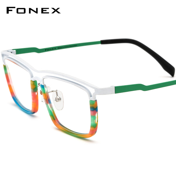 FONEX Acetate Titanium Glasses Frame Men Square Eyeglasses F85799