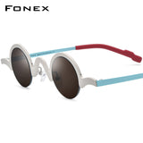 FONEX Titanium Round Semi Rimless Nylon Sunglasses F85810T