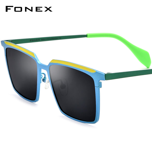 FONEX Titanium Men Square Polarized Sunglasses F85790T