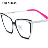 FONEX Pure Titanium Glasses Frame Women Cat Eye Eyeglasses F85809