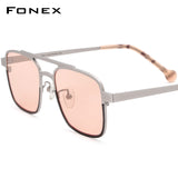 FONEX Pure Titanium Men Square Polarized Sunglasses F85789T