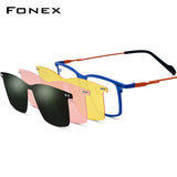 FONEX Pure Titanium Glasses Frame Men Square Magnet Clip Eyeglasses F85796