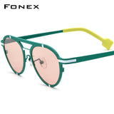 FONEX Pure Titanium Women Cat Eye Polarized Sunglasses F85841T