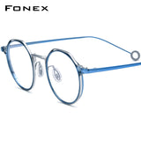 FONEX Pure Titanium Glasses Frame Men Round Eyeglasses POET