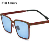 FONEX Pure Titanium Men Square Polarized Sunglasses F85875T