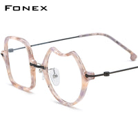 FONEX Acetate Titanium Glasses Frame Men Irregular Eyeglasses F85842