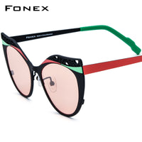 FONEX Pure Titanium Polarized Sunglasses Women Cat Eye F85825T