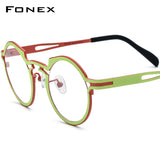 FONEX Pure Titanium Glasses Frame Women Round Eyeglasses F85835