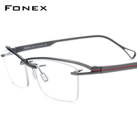 FONEX Titanium Glasses Frame Men Semi Rimless Square Eyeglasses F85756