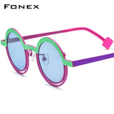 FONEX Titanium  Women Round Polarized Sunglasses F85822T