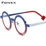 FONEX Pure Titanium Glasses Frame Women Round Eyeglasses F85822