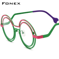 FONEX Pure Titanium Glasses Frame Women Round Eyeglasses F85823