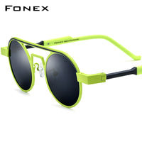 FONEX Pure Titanium Women Round Polarized Sunglasses F85831T