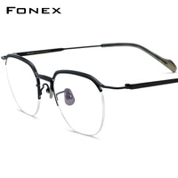 FONEX Titanium Glasses Frame Men Semi Rimless Eyeglasses F90036