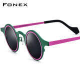 FONEX Titanium Men Round Polarized Sunglasses F85807T