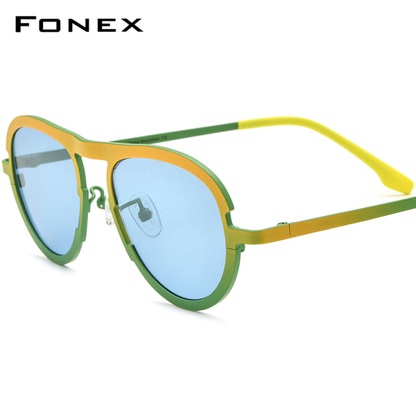 FONEX Pure Titanium Men Pilot Polarized Sunglasses F85800T