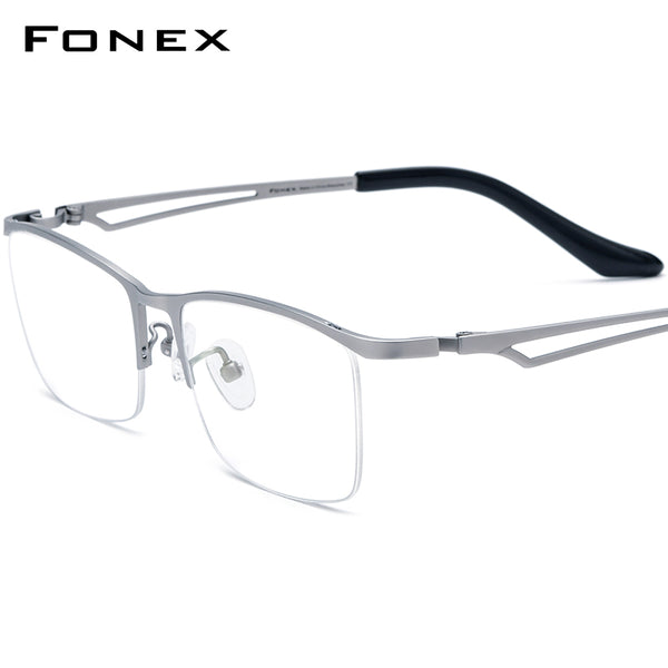 FONEX Titanium Glasses Frame Men Square Semi Rim Eyeglasses F85769