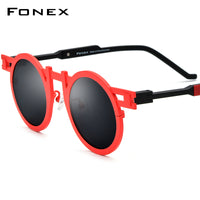 FONEX Pure Titanium Women Round Polarized Sunglasses F85833T