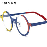 FONEX Pure Titanium Glasses Frame Women Round Eyeglasses F85808