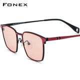 FONEX Titanium Polarized Sunglasses Men Square F85856T