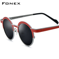 FONEX Titanium Men Round Polarized Sunglasses F85832T