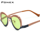 FONEX Pure Titanium Men Cat Eye Polarized Sunglasses F85826T