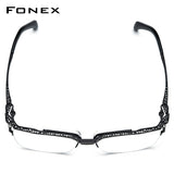 FONEX Titanium Glasses Frame Men Semi Rimless Square Eyeglasses F85770