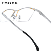 FONEX Pure Titanium Glasses Frame Men Semi-Rimless Eyeglasses 85912