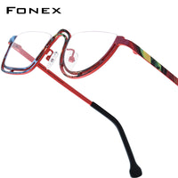 FONEX Pure Titanium Glasses Frame Women Round Eyeglasses 85898