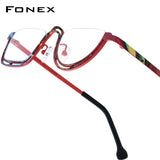 FONEX Pure Titanium Glasses Frame Women Round Eyeglasses 85898