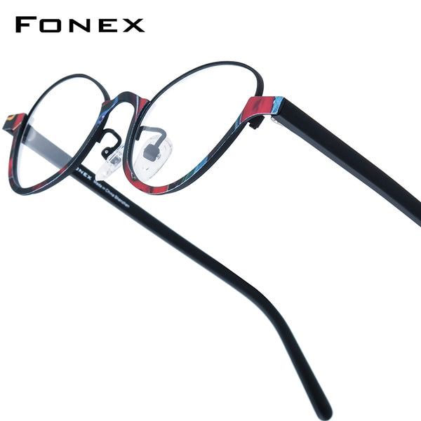 FONEX Acetate Titanium Glasses Frame Men Cat Eye Eyeglasses 85897